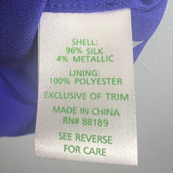 Lilly Pulitzer Women's XS Blouse Top Silk Blend Metallic Strappy Back Party Glam - Picture 6 of 10